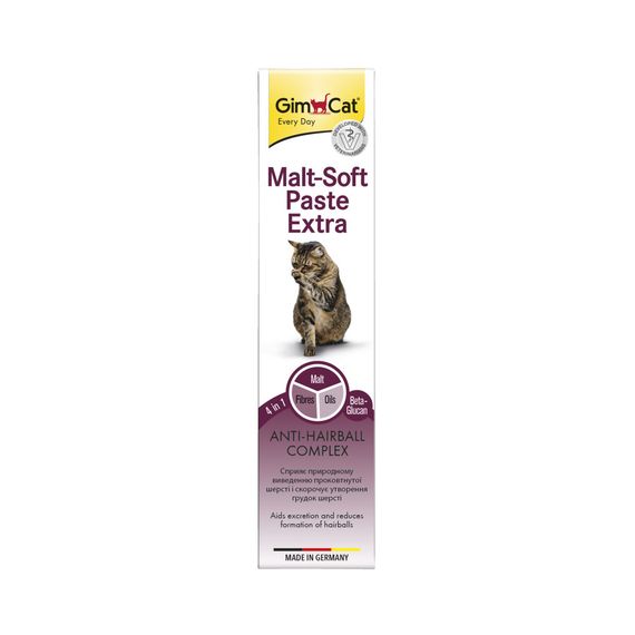 Паста GimCat Every Day Malt-Soft Paste Extra для котів для виведення шерсті зі шлунку 20 г | Зображення 1