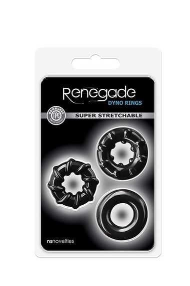 Набір ерекційних кілець NS Novelties Renegade Dyno Cock Rings, чорні, 3 шт sexstyle | Зображення 6