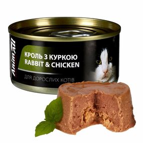 Вологий корм для котів з кролем та куркою Animall Cat Wet, 80 гр