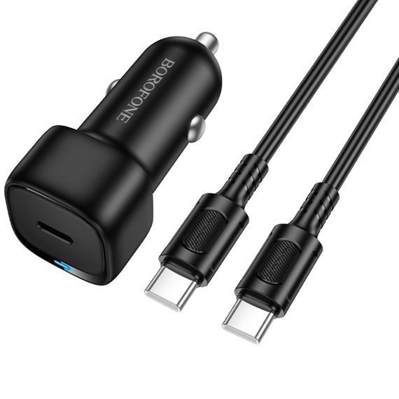 АЗП Borofone BZ34A Cloud PD20W (1USB-C) + кабель Type-C to Type-C Black | Зображення 2