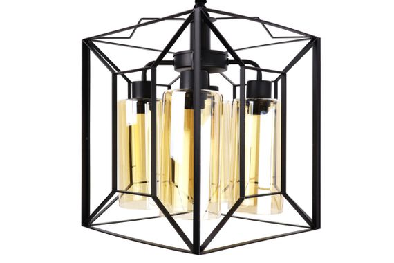 Люстра підвісна LOFT на 4 лампочки 25054 Чорний 50-105х32х32 см. | Зображення 3