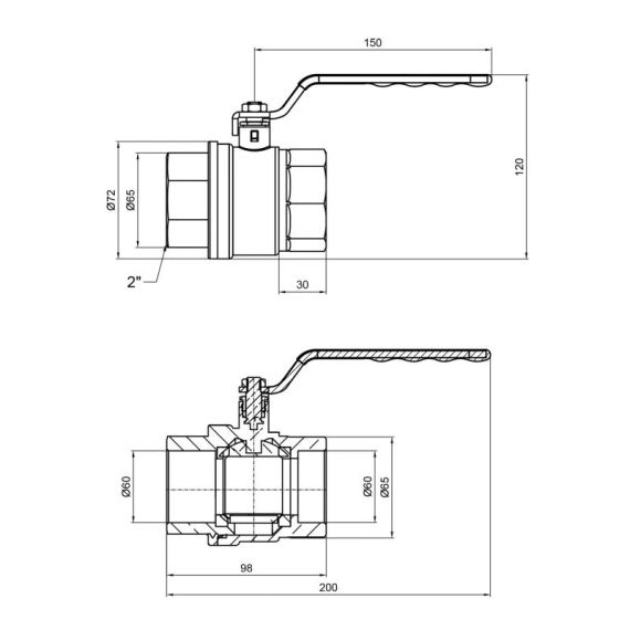 Кран кульовий Thermo Alliance Standart 2" ВР для газу (важіль) SD600NG50PN40 | Зображення 1