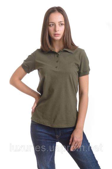 Жіноча Футболка ПОЛО -  МІКРОЛАКОСТА - з манжетами на рукавах - ХАКІ