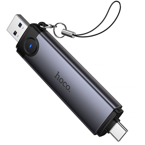 Картридер Hoco HB56 Victory 5in1 Type-C/USB2.0 to SD/TF3.0 + USB 2.0 Metal gray | Зображення 3