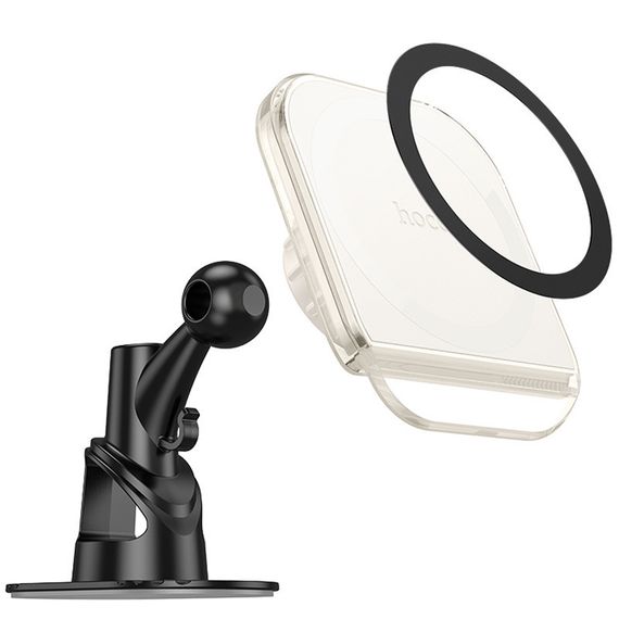 Автодержатель Hoco H43 Crystal ring magnetic (center console) White | Зображення 1