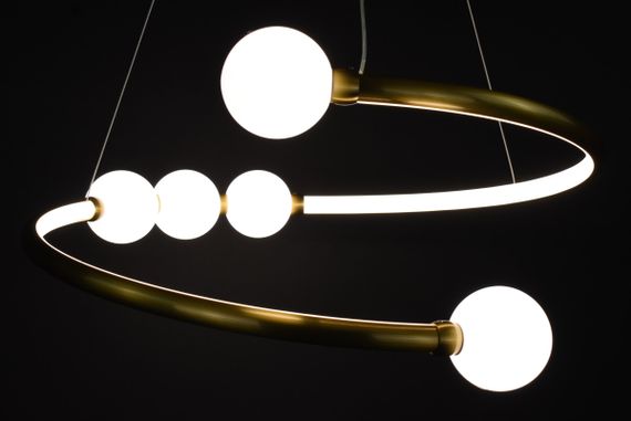 Люстра світлодіодна підвісна LED світильник для квартири на стелю лед 27562 Латунь 25-90х60х60 см. | Зображення 7