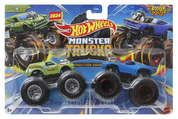 Подарунковий набір 2 монстр-траки Хот Вілс Роджер Доджер Оригінал Hot Wheels Monster Trucks Rodger Dodger vs Poison Pinto