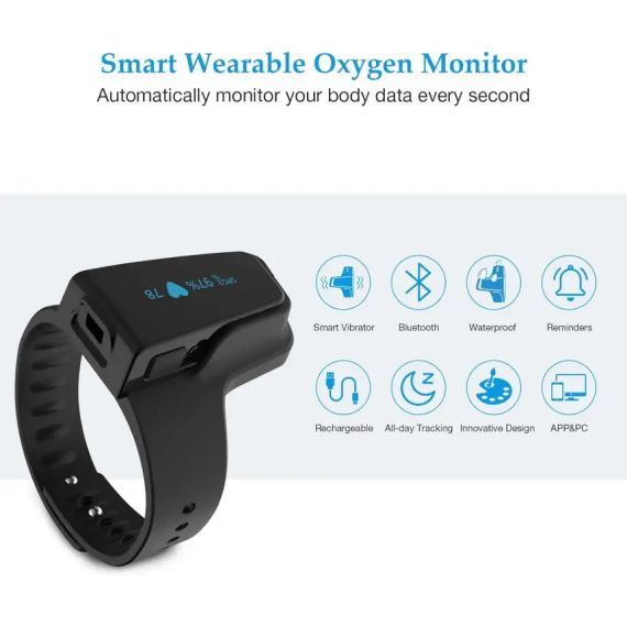 Пульсоксиметр ViATOM Checkme O2 Max з Bluetooth, кільцевий датчик, безперервний моніторинг SpO2 і пульсу, додаток Vihealth | Зображення 1