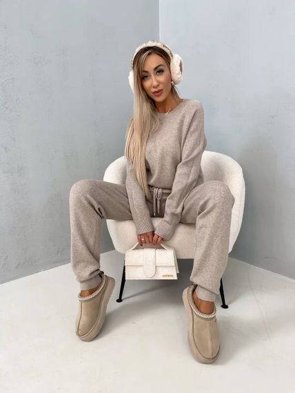 Женский теплый прогулочный костюм из ангоры кофта и штаны, LK144 цвет бежевый, размер 46/48 | Зображення 5