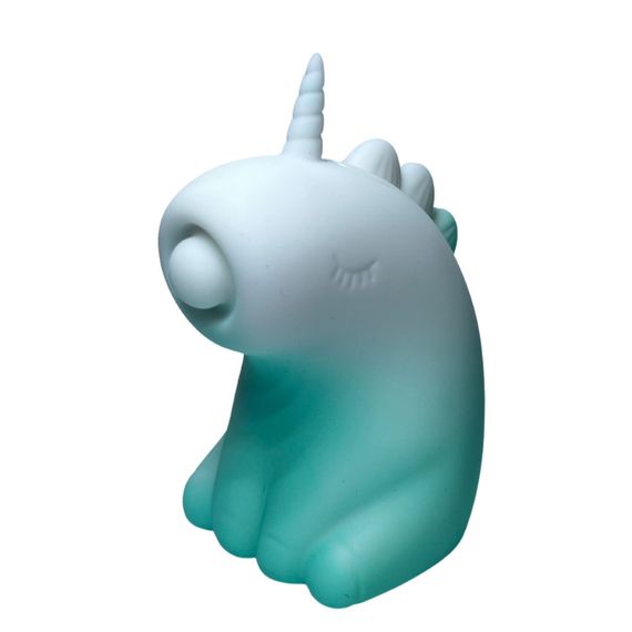 Стимулятор клитора с пульсацией UNIVIBE Единорог, 5 режимов, градиент бело-зелёный Sex Aura | Зображення 2