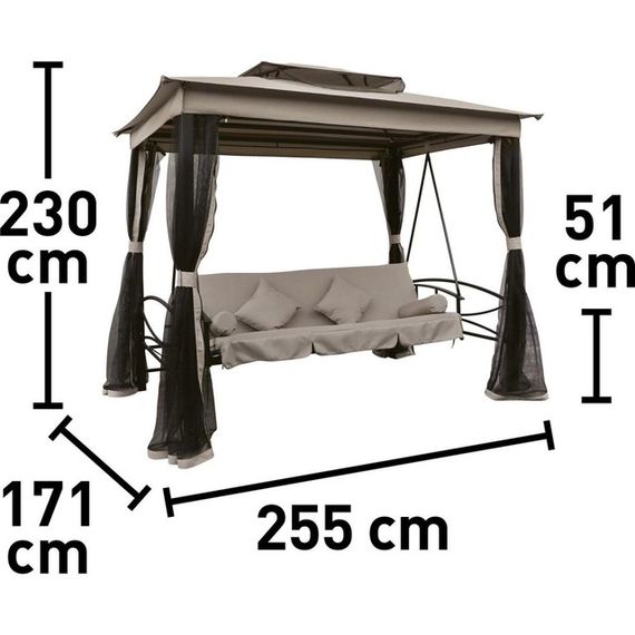Качеля садова з москитною сіткою Bonro JD3060 бежева | Зображення 6