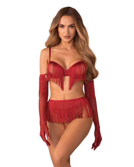 Комплект Obsessive Rossay Red 4-pcs crotchless set 2XL/3XL Sex Aura