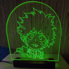 Акриловый светильник-ночник Изуку Мидория (Izuku Midoriya) зеленый tty-n000152