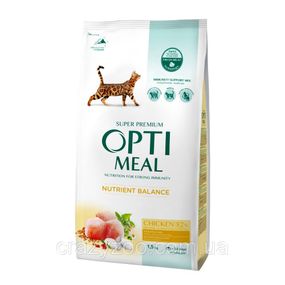 Сухой корм для котов OptiMeal Adult с курицей 1.5 кг B1801201
