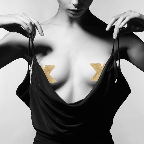 Пестіс - стикини Bijoux Indiscrets - Flash Cross Gold, наклейки на соски | Зображення 1