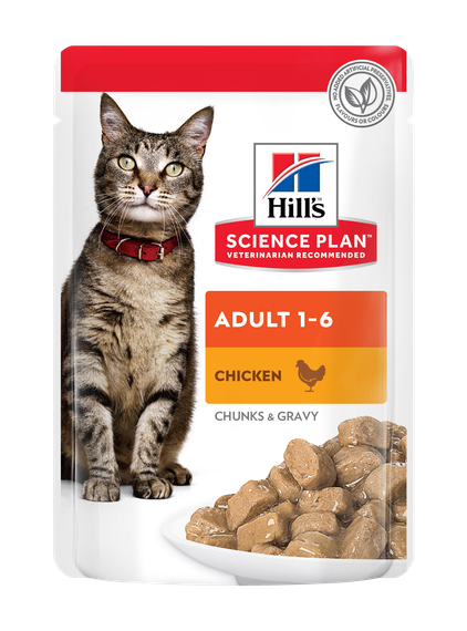 Hill's Science Plan Adult Вологий корм для дорослих котів, з куркою, океанічною рибою та яловичиною, пауч, 85г (4+4+4 шт) | Зображення 2