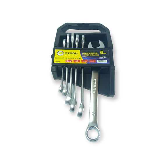 Набір ключів комбінованих 6 шт. CRV, сатин (8,10,12,13,14,17мм) СТАЛЬ (арт.48035) | Зображення 2