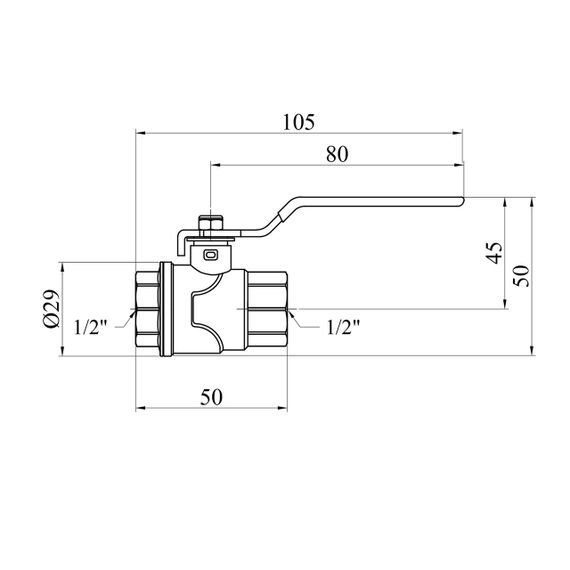 Кран кульовий WaGa 1/2" ВВ PN40 ручка, нікельований | Зображення 1