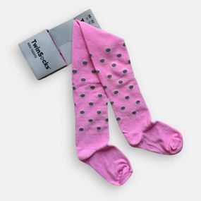 Колготки детские для девочки Twinsocks с принтом горошок розовый, графит