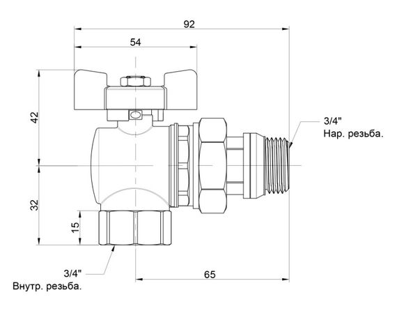 Кран кульовий Icma FAR. ROSSA 3/4" кутовий №362 (87362AE11) | Зображення 1