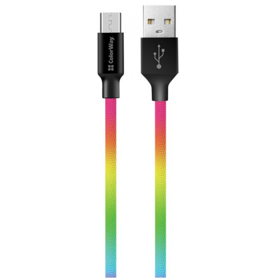 Кабель USB MicroUSB ColorWay CW-CBUM017-MC 2,4A 1м різнокольоровий | Зображення 2