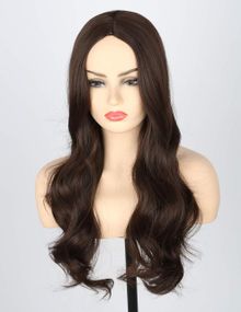 Перука жіноча темно-каштанова довга хвиляста, коричневе термостійке штучне синтетичне волосся для щоденного носіння, зміни образу