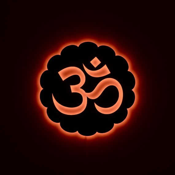 Панно декоративне картина на стіну Знак Ом круглий підсвітка 16 кольорів телефон 400х400 acr-p000250 | Зображення 2