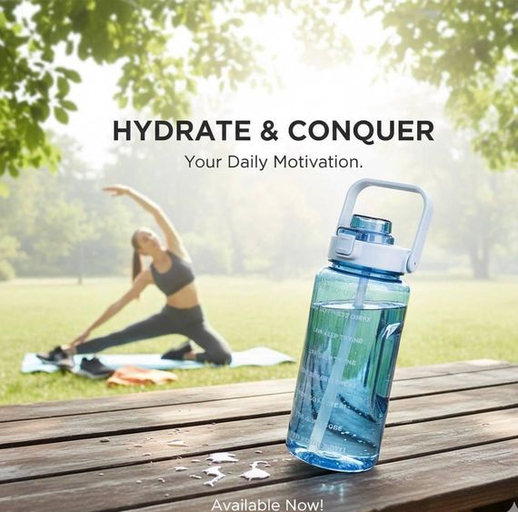 Стильная спортивная бутылка для воды SPORT (2000 мл) - Эко-пластик BPA-free, Зеленый градиент | Зображення 1