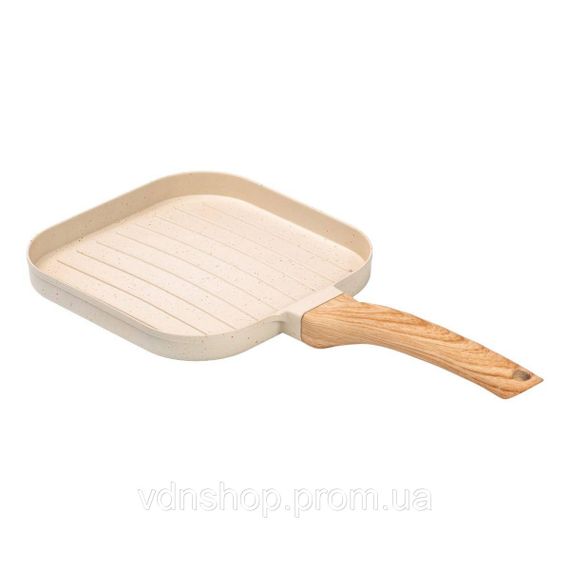 Сковорода гриль квадратна 18×18 см рифлена з гранітним покриттям бежева HP39568W | Зображення 2
