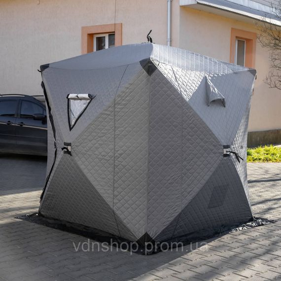 Намет зимовий утеплений "куб" 210х210х210 для рибалки туризму кемпінгу та подорожей Сірий LU-BD18G | Зображення 6