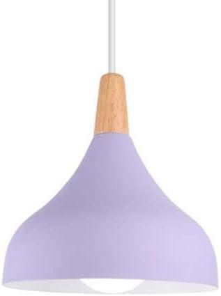 Підвісна лампа COSFEEL E27, фіолетова, ретро, скандинавський стиль, метал+дерево, для кухні, спальні світильник | Зображення 1