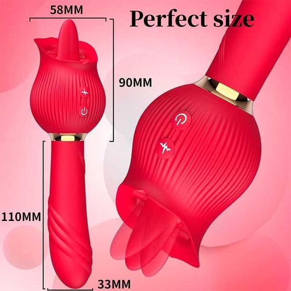 Двусторонний вибратор с языком для клитора и точки G 24 режима вибрации – Вибраторы | Зображення 4