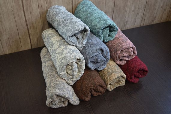 Жаккардовые чехлы на стулья Roza с юбкой Пудровые | Зображення 3