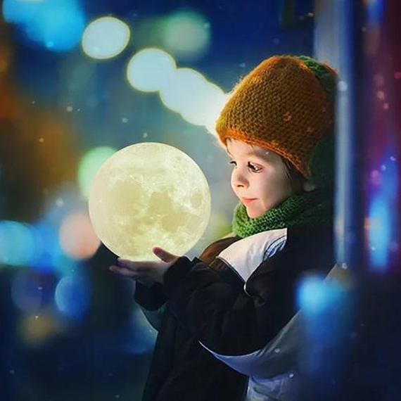 Популярный, дизайнерский Ночник MOON LAMP 13 см на Аккумуляторе с Пультом | Зображення 3