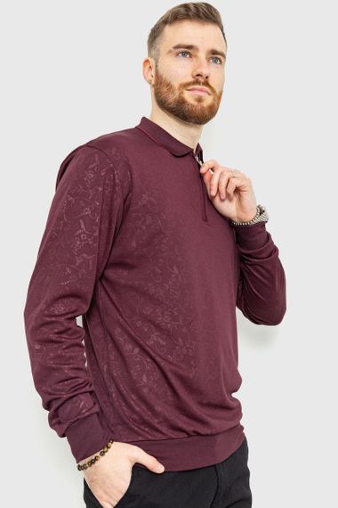 Поло мужское сдлинным рукавом  цвет бордовый 157R300-3 | Зображення 2