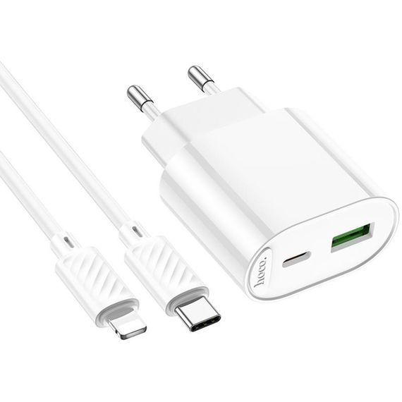 МЗП Hoco C109A Fighter PD20W (1USB-C) + кабель Type-C to Lightning White | Зображення 4