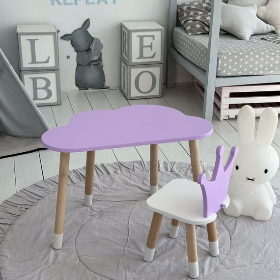 Дитячий столик хмарка 46х70х40, трюмо для дівчаток до 7 років, фіолетовий | Зображення 7