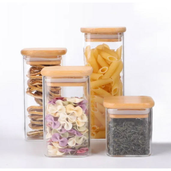 Емкость стеклянная с деревянной крышкой прямоугольная VT-7308 Vittora 800 мл | Зображення 1