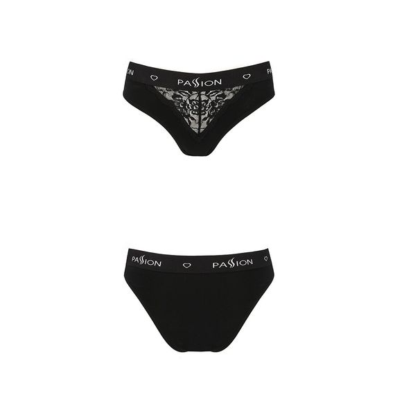 Трусики с широкой резинкой и кружевом Passion PS001 PANTIES S, black | Зображення 4