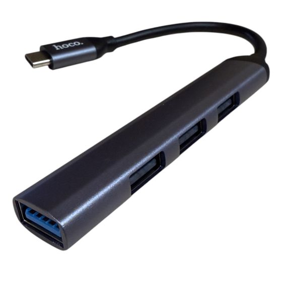 Концентратор конвертор USB хаб Hoco HB26 Type-C на 4 порта USB 3.0 / 3xUSB 2.0 - Grey | Зображення 1