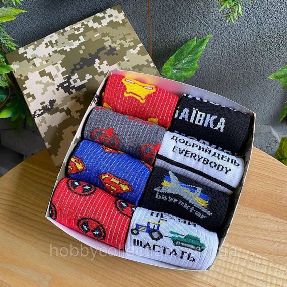 Бокс чоловічих патріотичних шкарпеток 40-45 р на 8 пар у подарунковій коробці | Зображення 5