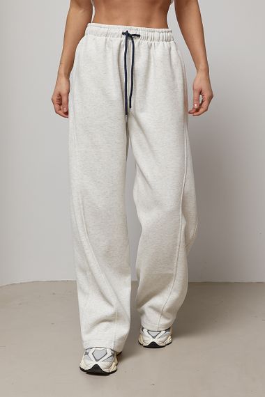 Однотонні спортивні штани із затяжками - світло-сірий цвет, ONE SIZE (є розміри)