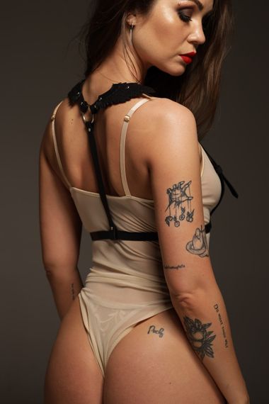 Портупея с крыльями "модель black Angel 5", экокожа, ручная работа sexstyle