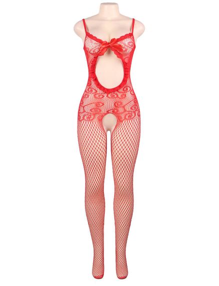 Бодістокінг ажурний з відкритим доступом Star Night Sexy червоний XS-M | Зображення 2