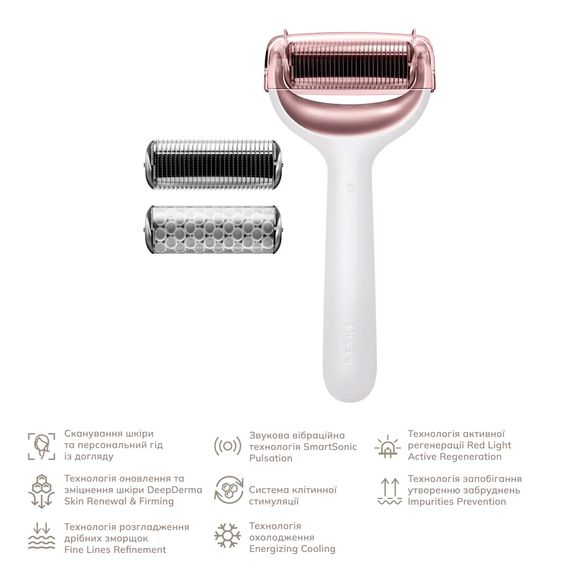 Электронный роллер для лица и тела с микроиглами GESKE MicroNeedle Face&Body Roller 8в1 gray, Бронзовый | Зображення 1