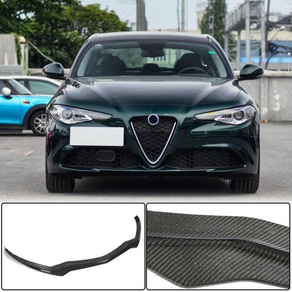 Накладка на передний бампер Lip V1 (для Base, Карбон) для Alfa Romeo Giulia 2016-2022 гг