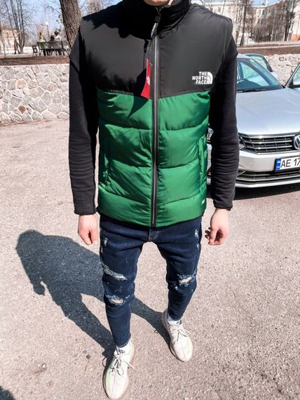 Жилетка в стиле The North Face черно-зеленая | Зображення 3