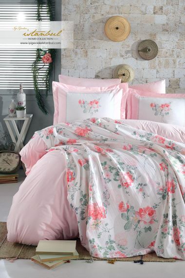 Постельное белье Istanbul 220×240 Jardin parfum с дифузором и пледом, Mint