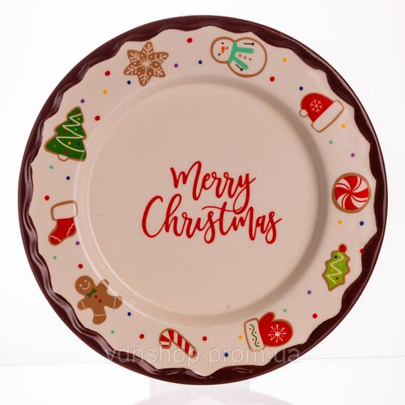 Новорічна тарілка з порцеляни Merry Christmas т Ø27.5 см CR-1-39