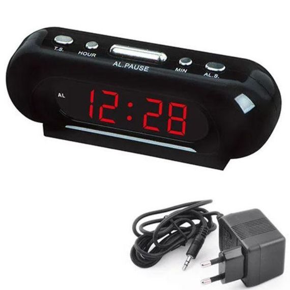 Електронний годинник настільний мережевий VST 716-1 Original червоний 220V LED дисплей будильник MD-439 резервне живлення